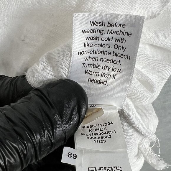 LC Lauren Conrad Women S White Button Front Blouse 3/4 Balloon Sleeves Lagenlook - Picture 13 of 14